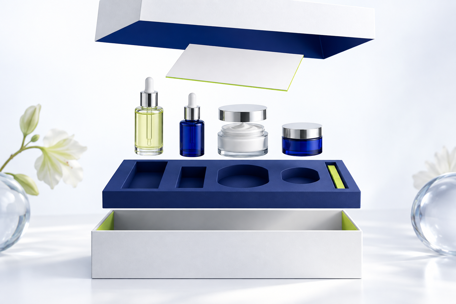 Anatomy of a kit: Separating the layers communicates care, protection, and assembly.