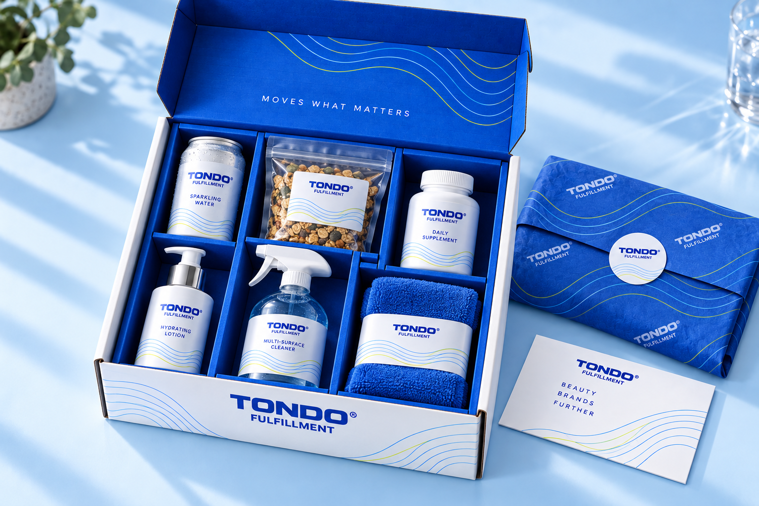 Illustrative branded consumer-product kit and protective packaging