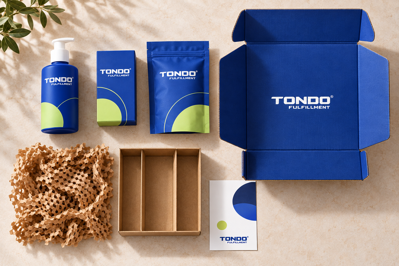Illustrative Tondo products and separate kit packaging components